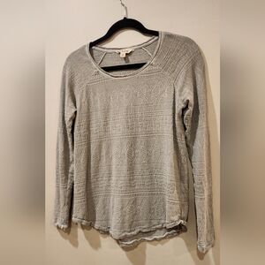 LUCKY BRAND Gray Fair Isle Long Sleeve Thermal Sweater